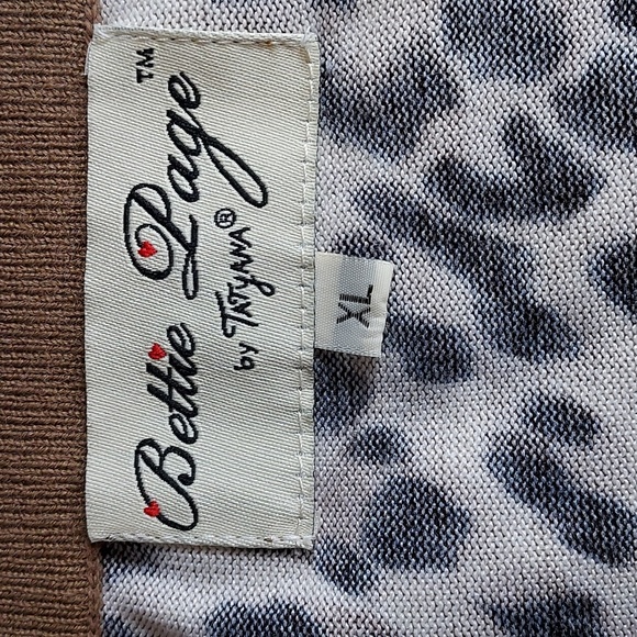 Bettie Page by Tatyana Brown & Tan Retro Leopard Print Crop Sleeve Cardigan XL - Picture 6 of 8